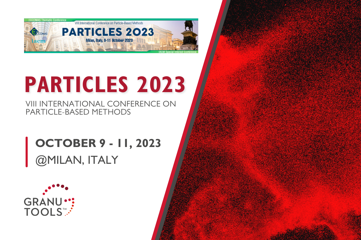 banner of Granutools to share that we will attend Particles 2023 on October 9 to 11 in Milan, Italy